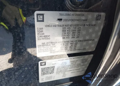 2021 Chevrolet Silverado 1500 4Wd Short Bed Lt from USA, damaged, VIN 1GCUYDED5MZ174449